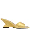 Attico Ladies Gold Cheope 60 Mm Metallic Leather Wedge Mules