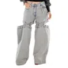 Attico Ladies Grey Denim Ashton Long Pants In Gray