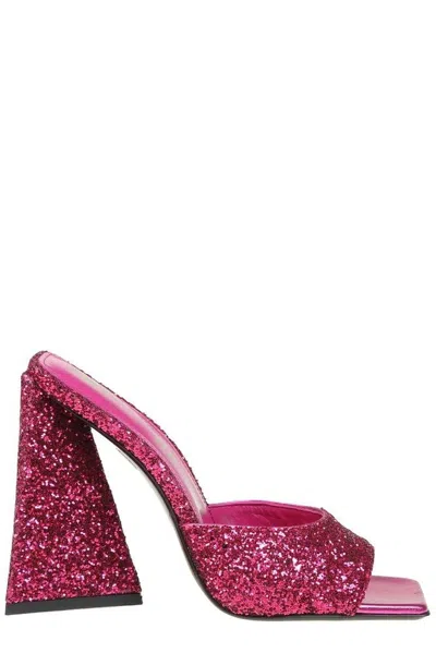 Attico Ladies Pink Sequins Devon 115 Mm Mule