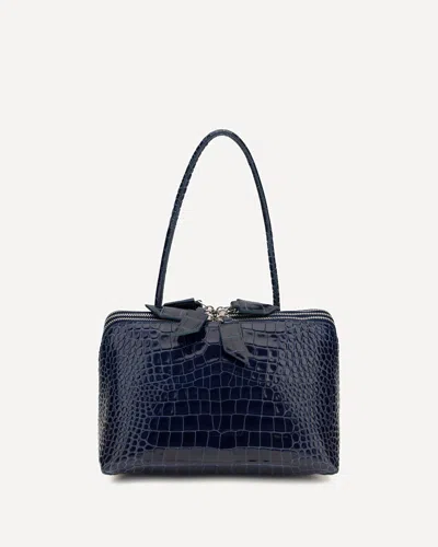 Attico Blue Calf Leather Bos Taurus Shoulder Bag In Black