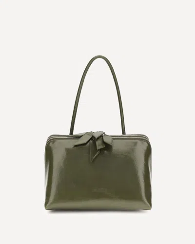 Attico Bicolor Calf Leather Bos Taurus Shoulder Bag In Black