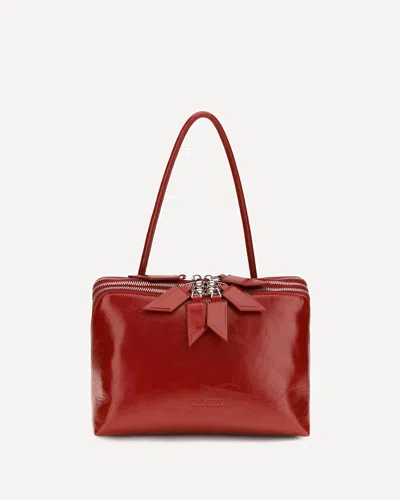 Attico Red Calf Leather Bos Taurus Shoulder Bag In Blue