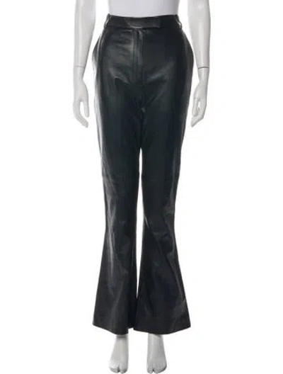 Pre-owned Attico Lamb Leather Flared Pants In Green