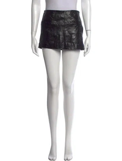 Pre-owned Attico Lamb Leather Mini Skirt In Black