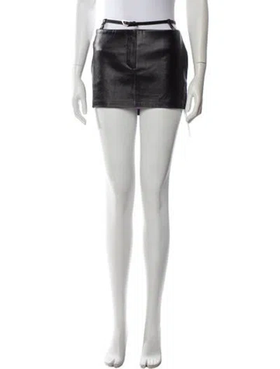 Pre-owned Attico Lamb Leather Mini Skirt W/ Tags In Black