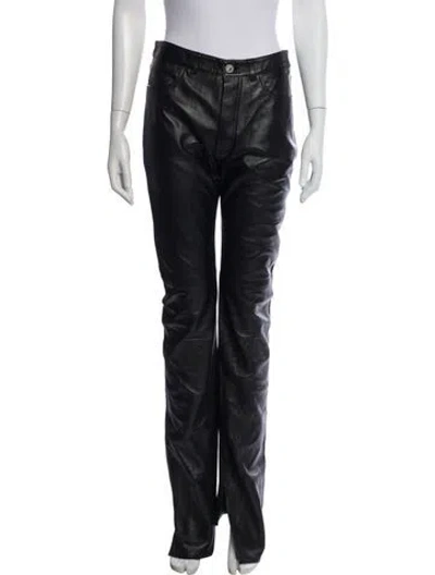 Pre-owned Attico Lamb Leather Straight Leg Pants In Blue