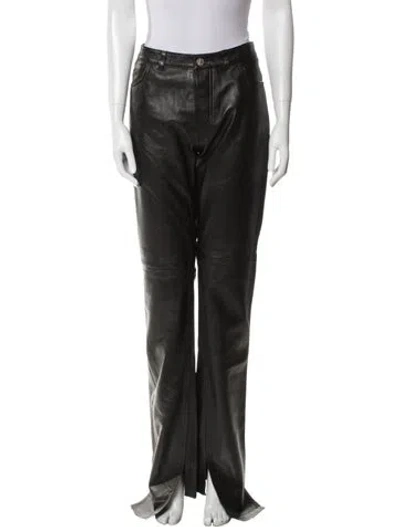 Pre-owned Attico Lamb Leather Straight Leg Pants W/ Tags In Black