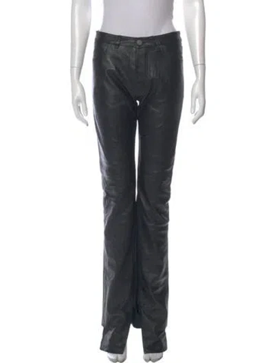 Pre-owned Attico Lamb Leather Straight Leg Pants W/ Tags In Gray