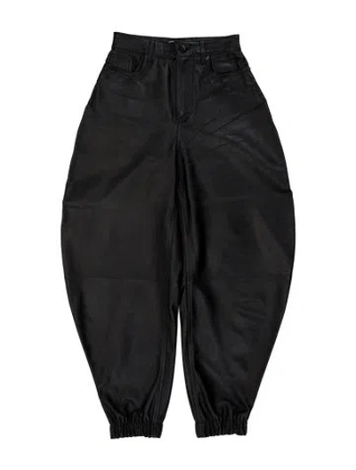 Pre-owned Attico Lamb Leather Wide Leg Pants In Gray