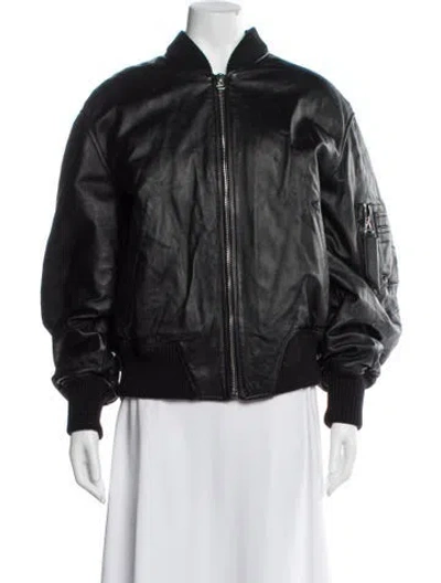 Pre-owned Attico Lambskin Bomber Jacket In Black