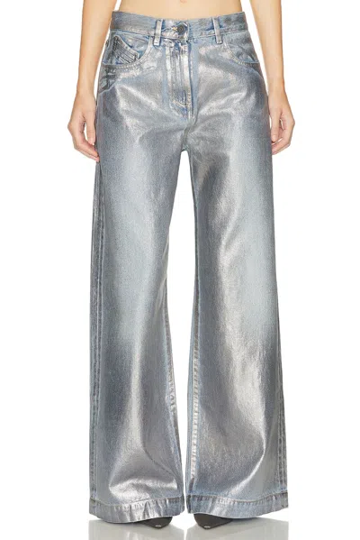 Attico Laminated Long Pant In Silver
