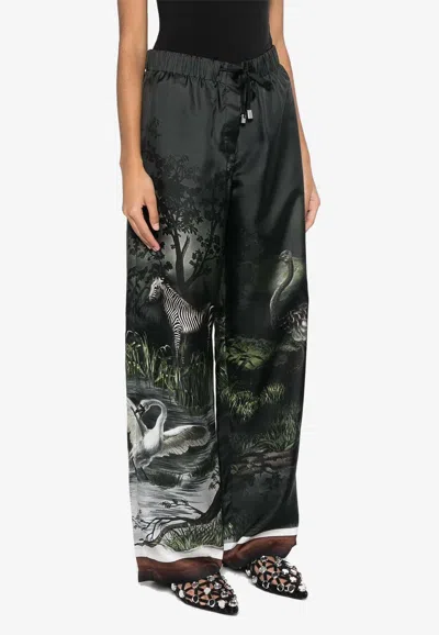 ATTICO LANDSCAPE PRINT WIDE-LEG PANTS