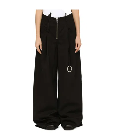 Attico Large Outline Wool Trousers In Black