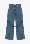 Attico Sky Blue Baggy Jeans With Large Pockets In Blue