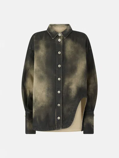 Attico Lark And Pirate Black Short Coat In Lark/pirate Black