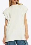 Attico Ivory Logo-raised Ribbed Top In White