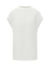 Attico Shoulder-padded Waflle-effect T-shirt In White