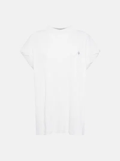 Attico Shoulder-padded Waflle-effect T-shirt In White