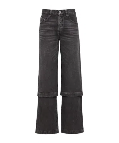 Attico Layered Baggy Jeans In Black