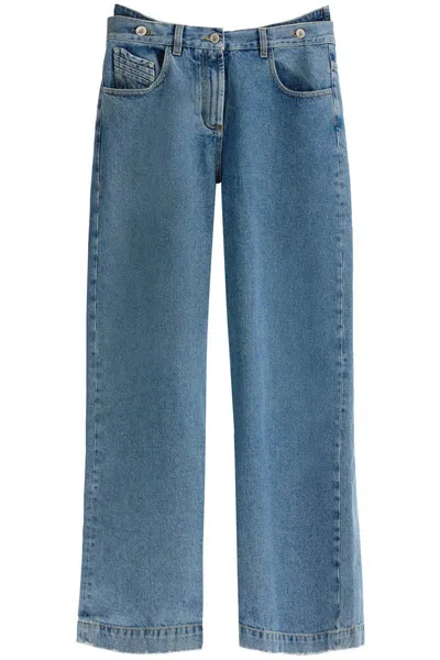 Attico Layered Baggy Jeans In Blue