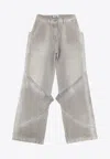 Attico Layered Baggy Jeans In Gray