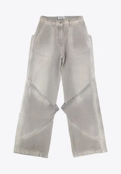 Attico Layered Baggy Jeans In Gray