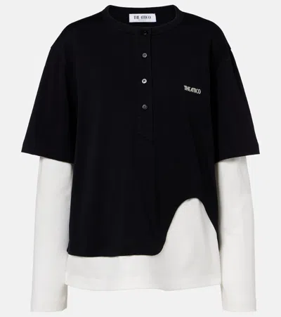 Attico Layered Cotton Jersey T-shirt In Black