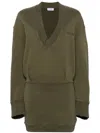 Attico Green Layered Cotton Sweater Dress In Green