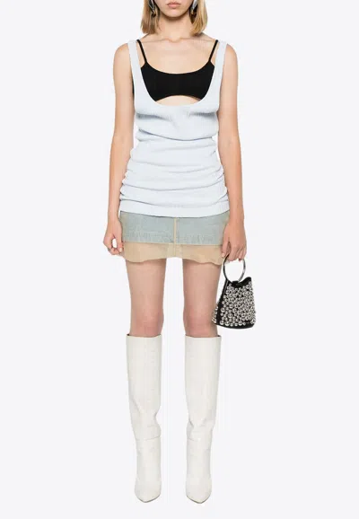 Attico Layered Ribbed Tank Top In Light Blue