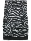 Attico Zebra Print Stretch Silk Blend Satin Midi Skirt In Black