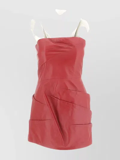 Attico Layered Strapless Mini Dress In Orange