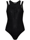 Attico Lace-detailed Crewneck Bodysuit In Black