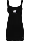 Attico Ribbed V-neck Layered Tank Top In Schwarz