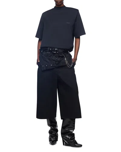 Attico Layered Waist Cropped Pants In Black
