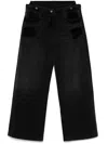 Attico High Waist Wide-leg Denim Jeans In Black