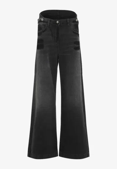 ATTICO LAYERED WAIST WIDE-LEG JEANS