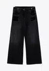 Attico High Waist Wide-leg Denim Jeans In Black