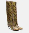 Attico Lea 65 Leather Knee-high Boots In Animal Print