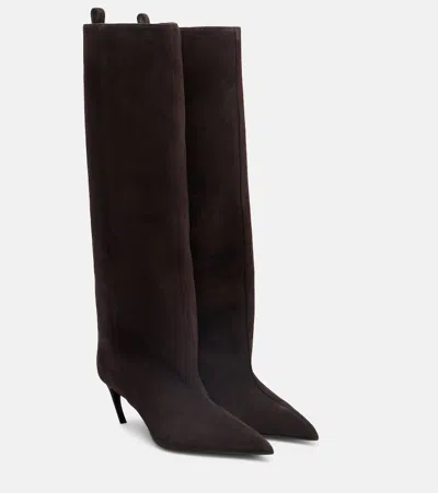 Attico Lea 65 Suede Knee-high Boots In Brown