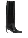 Attico Leather High Shaft Ankle Boots With Pointed Toe