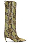 Attico Snakeskin Pattern Knee Length Stiletto Boots In Black