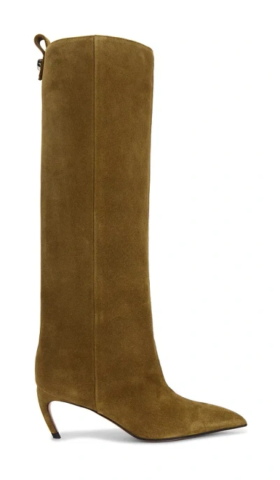 Attico Lea Military Green High Boot In Brown