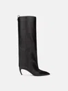 Attico Leather High Shaft Ankle Boots With Pointed Toe In Black