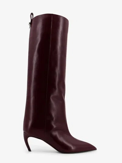 Attico Lea's Boot Leather Boots In Red