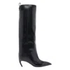 Attico Leather High Shaft Ankle Boots With Pointed Toe