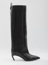 Attico Leather High Shaft Ankle Boots With Pointed Toe In Black