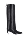 Attico Leather High Shaft Ankle Boots With Pointed Toe