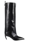 Attico Leather High Shaft Ankle Boots With Pointed Toe In Black