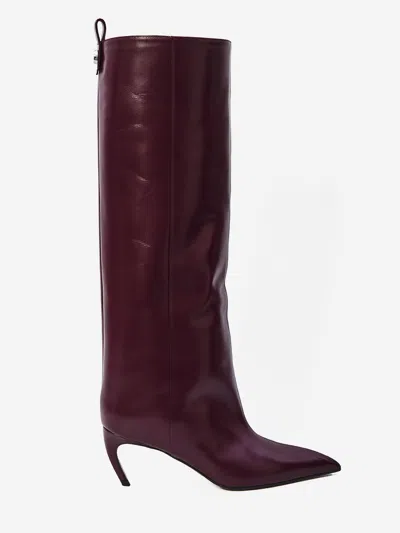 Attico Lea Boots In Burgundy
