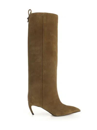 Attico Lea Boots Green In Brown